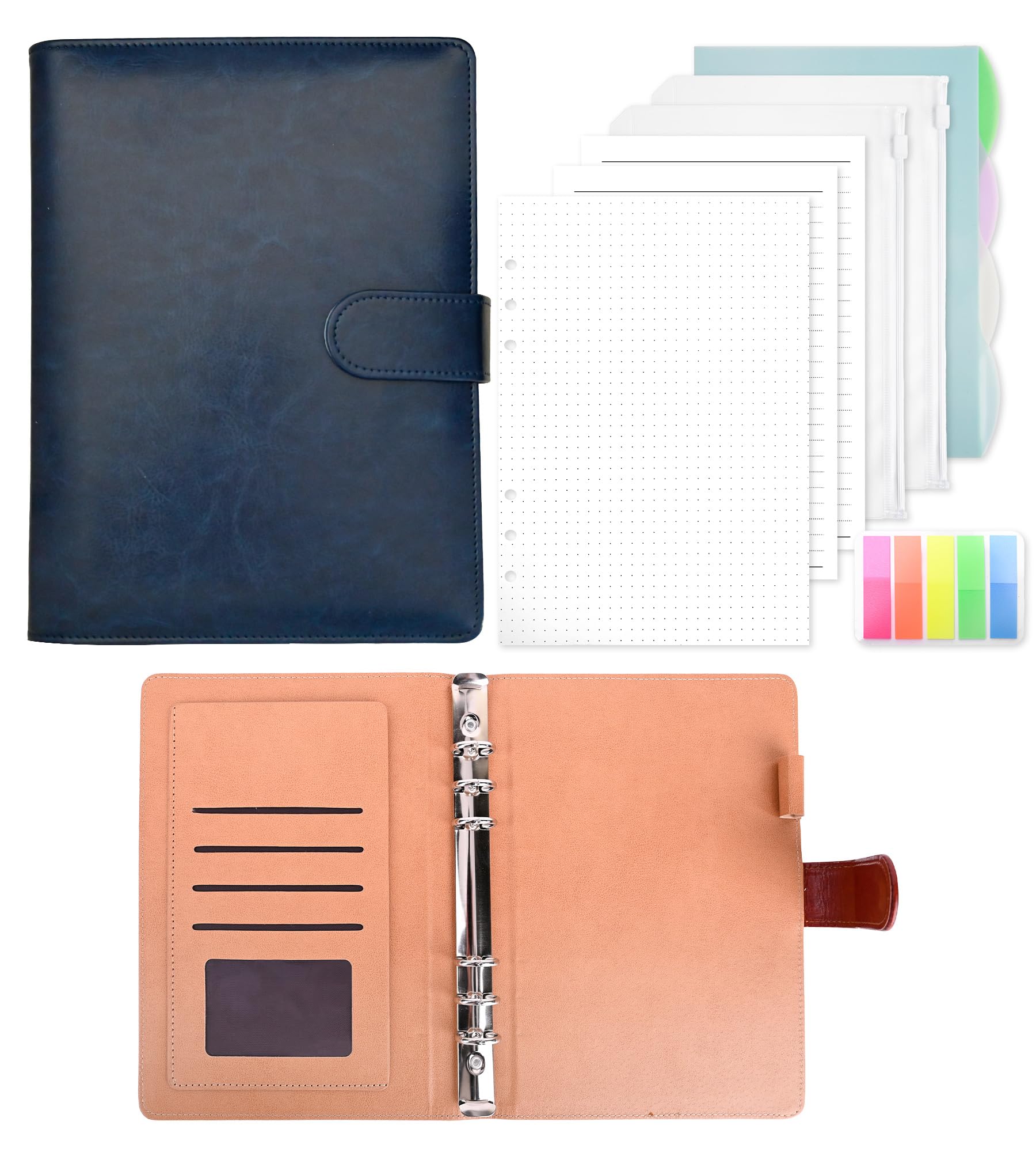 Ringbuch A5 Nachfüllbar, Leder Notizbuch Binder Mit 135 Blät