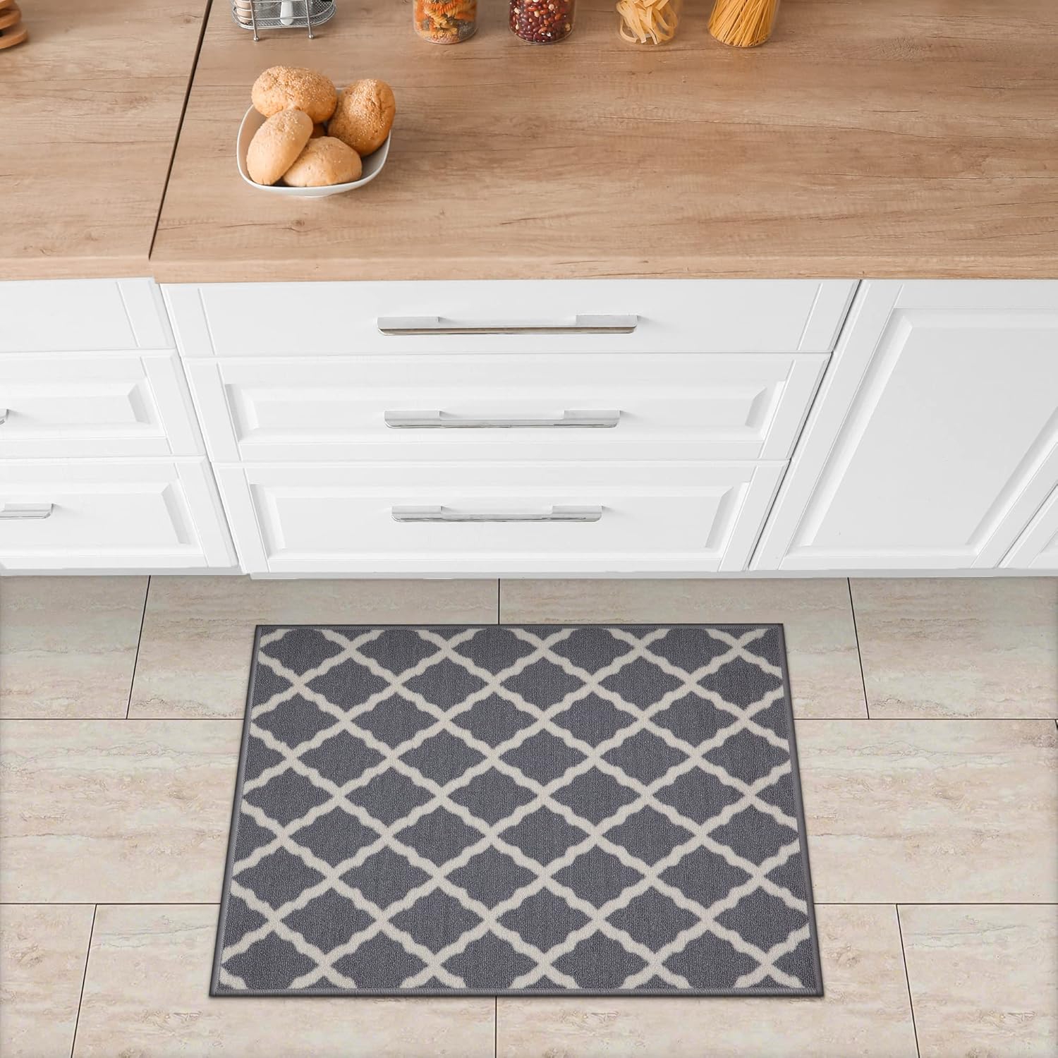 Ottomanson Glamour Collection Elegant Trellis Design Rubberback Area