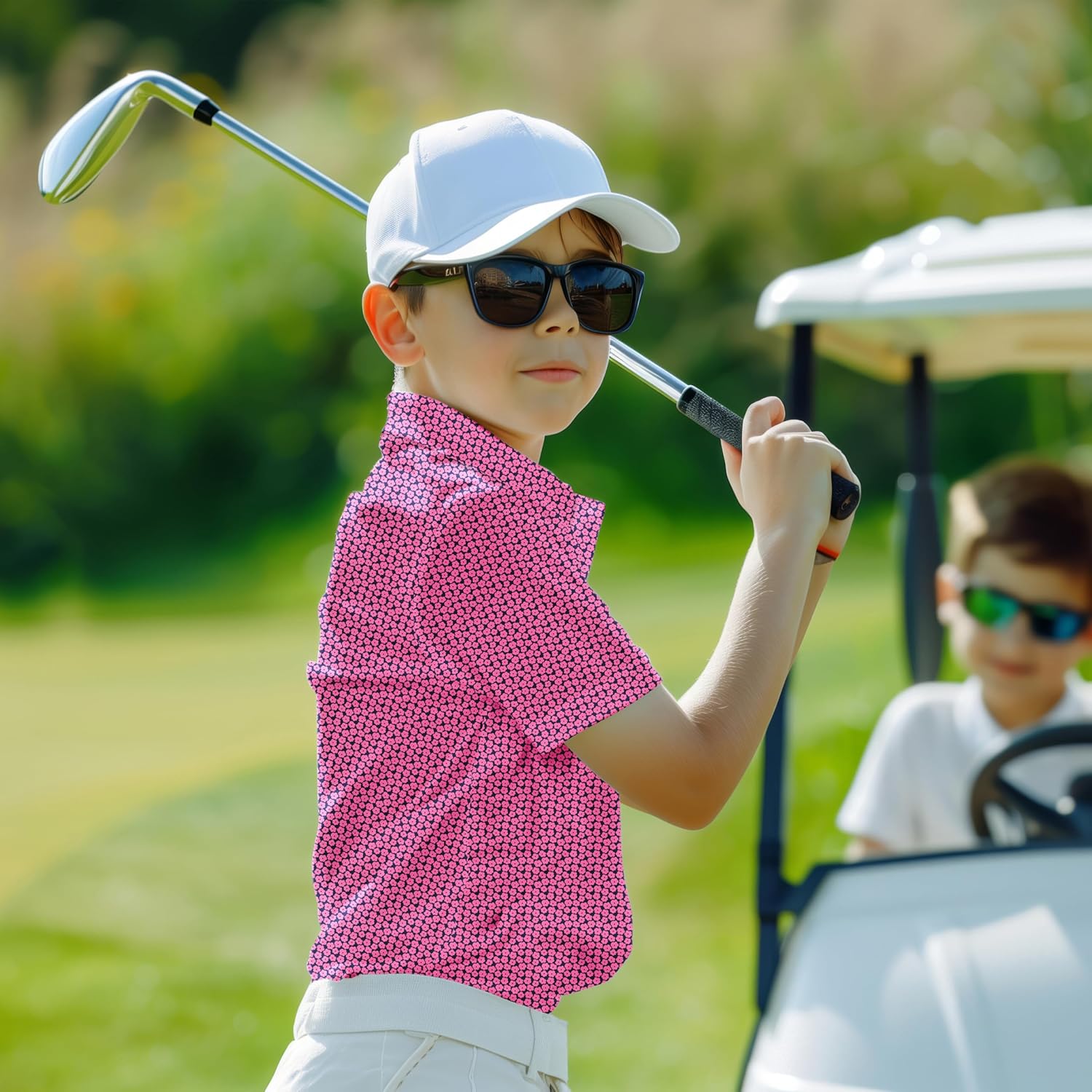 Boys Polo Shirt Short Sleeve Performance Dry Fit Stretch Funny Print Active Casual Collared Golf Shirts for Boy - Image 3