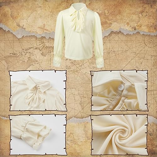 Miniatura 3 de Kosgraiy Disfraz de pirata para niños, disfraz de bucanero para niño, disfraz de pirata de Halloween con accesorios