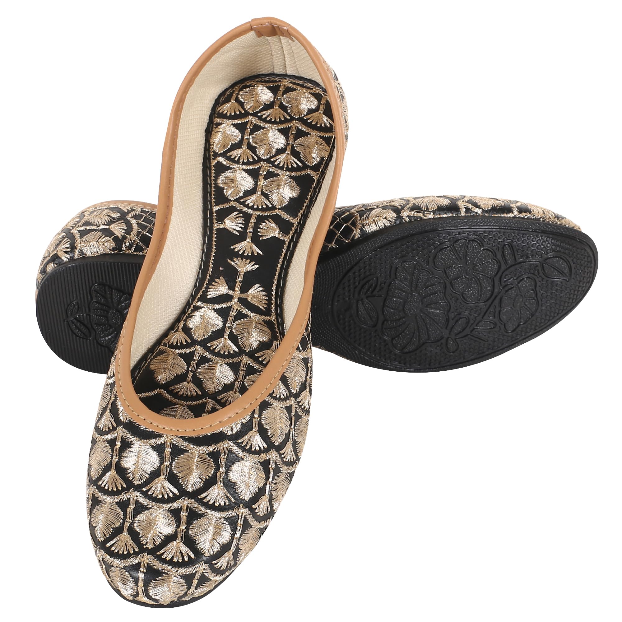 Women’s Embroidered Phulkari Punjabi Mojaris Juti Shoe-image-4