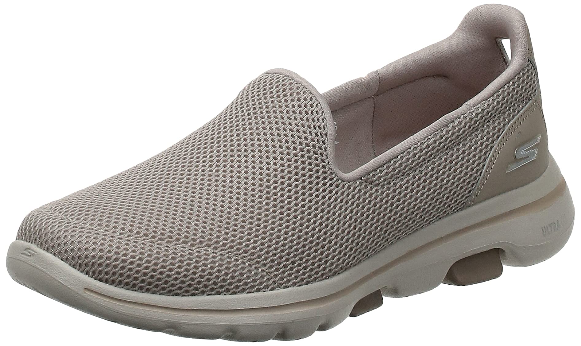 Skechers Damen Go Walk 5 Sneaker, Taupe Textile Trim, 38 EU