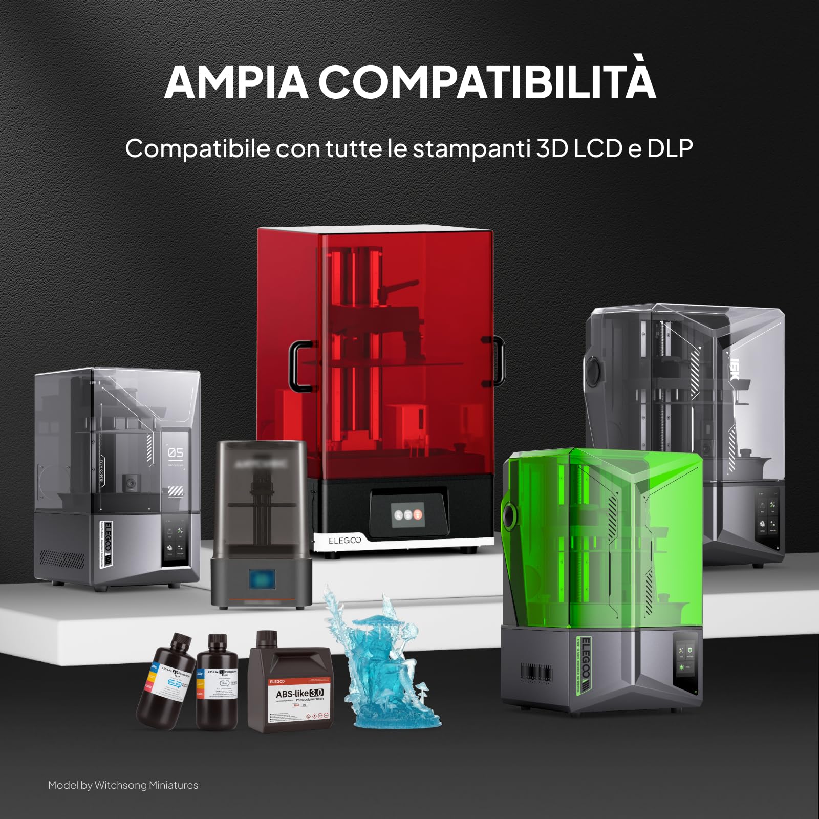 ELEGOO Resina ABS-Like 3.0 per Stampante 3D, Resina Fotopolimerica a Polimerizzazione UV 405 nm per Stampa 3D LCD/DLP, Grigio 3000g