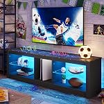 Bestier 55 inch TV Stand for 65 + inch TV, Entertainment Center with Storage, Black TV Table Stand with Adjustable Shelf for Living Room Bedroom