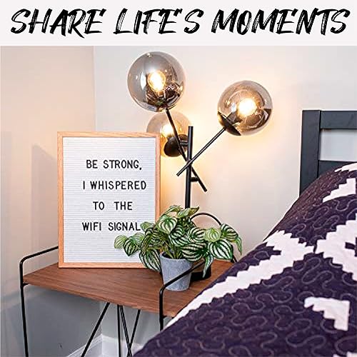 Miniatura 110 de Letrero de fieltro negro y letras blancas de 10 x 10 pulgadas Este letrero personalizable incluye 300 letras de plástico y marco de roble., Negro