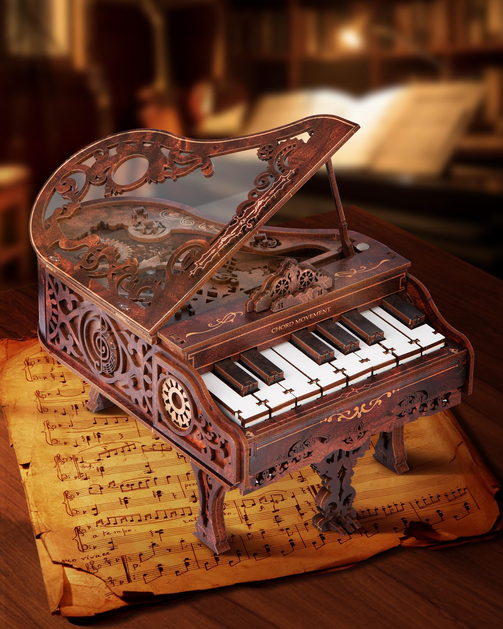 Puzzle Meccanico In Legno – Scatola Musicale A Forma Di Pianoforte Da Costruire, Educativo Per Bambini 7-14 Anni, Stimola Creatività E Abilità Manuali