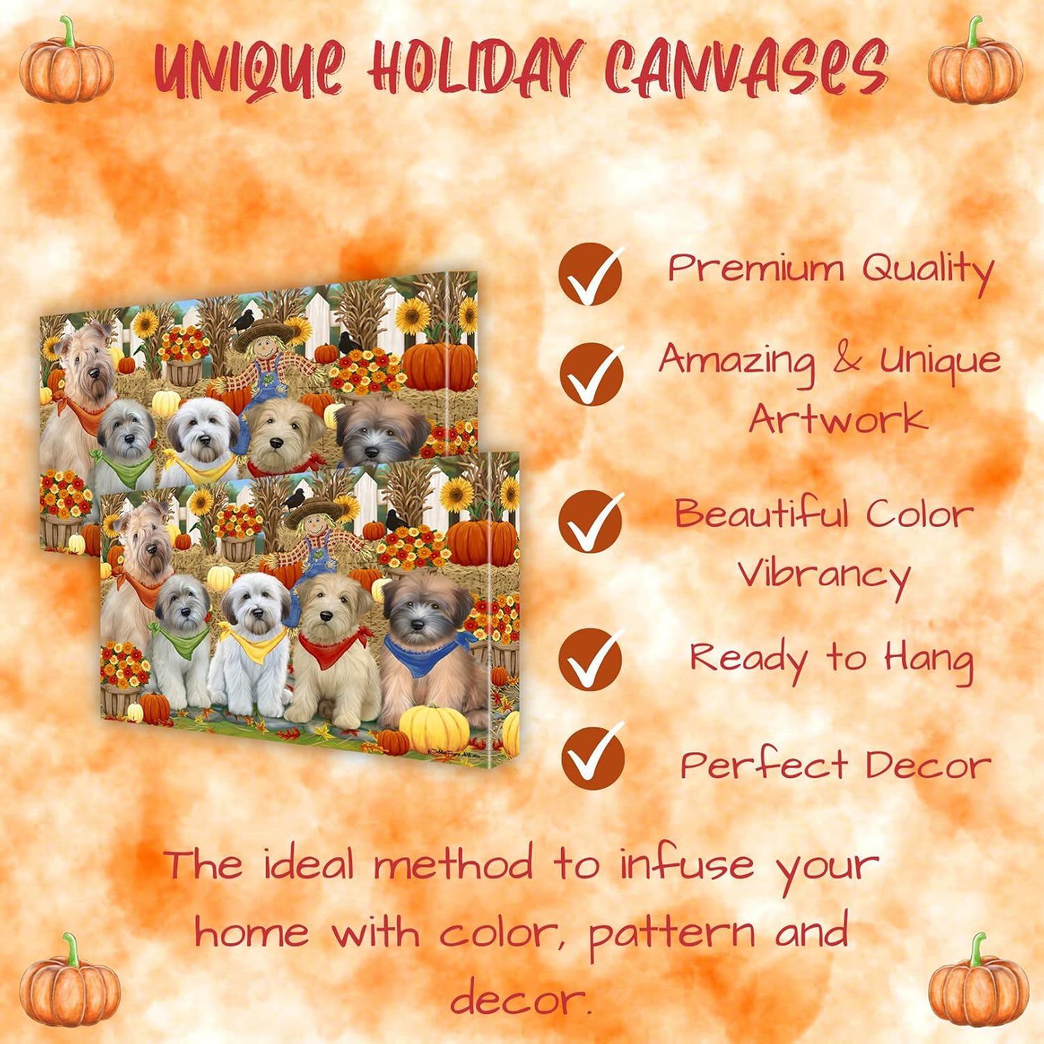Doggie of the Day Fall Festival with Wheaten Terrier Dogs Canvas Wall Art - Premium Quality Ready to Hang Room Decor - 1.5" Thick Canvas Wrap 11" x 14"