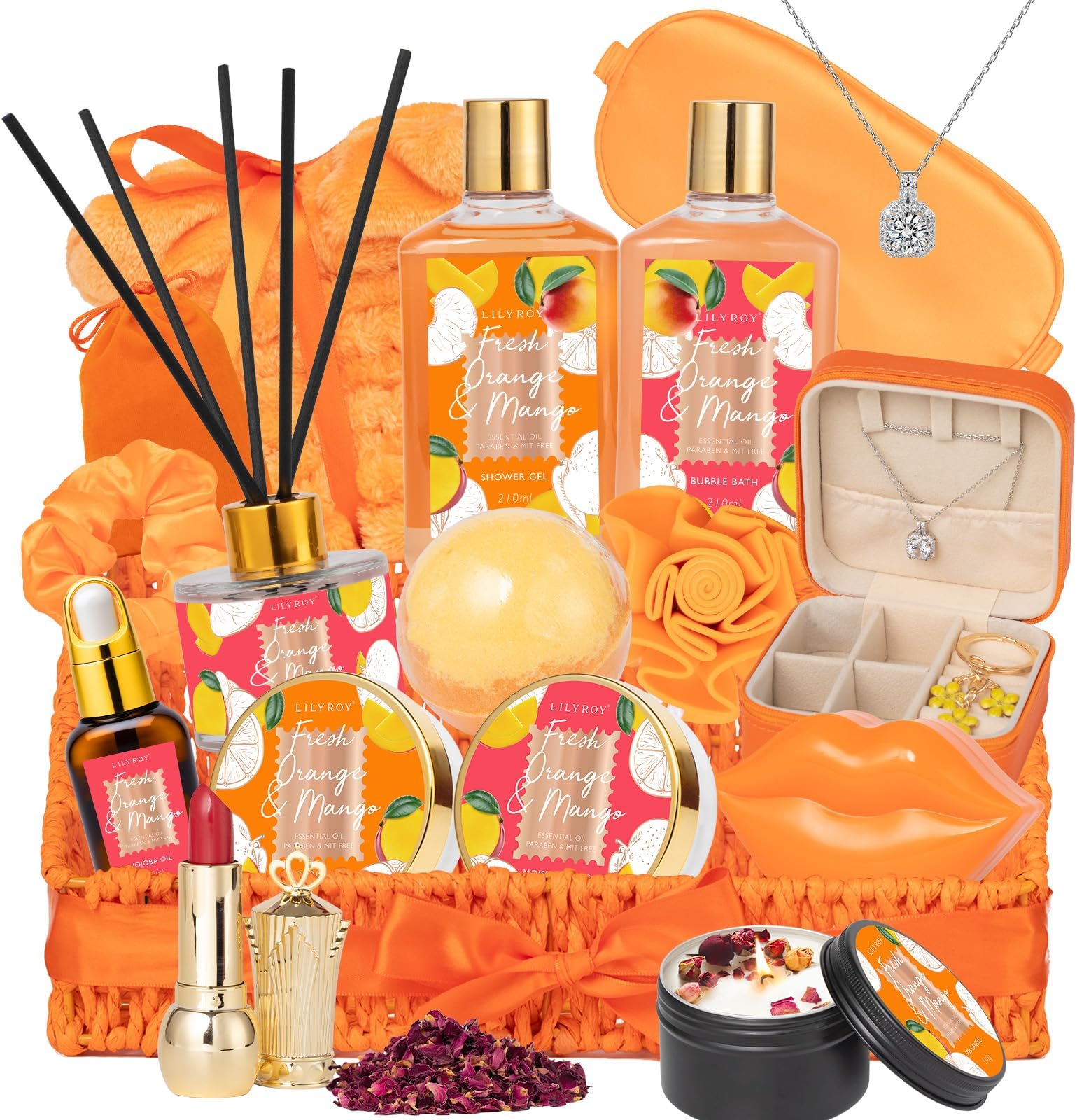 Mother's Day Gift Basket for Mom - 23-Piece Bath and Body Gifts, Spa Gift Basket for Women, Bath Gift Set, Spa Gift Baskets | Gifts for Women, Christmas, Birthday Gift, Valentines Day