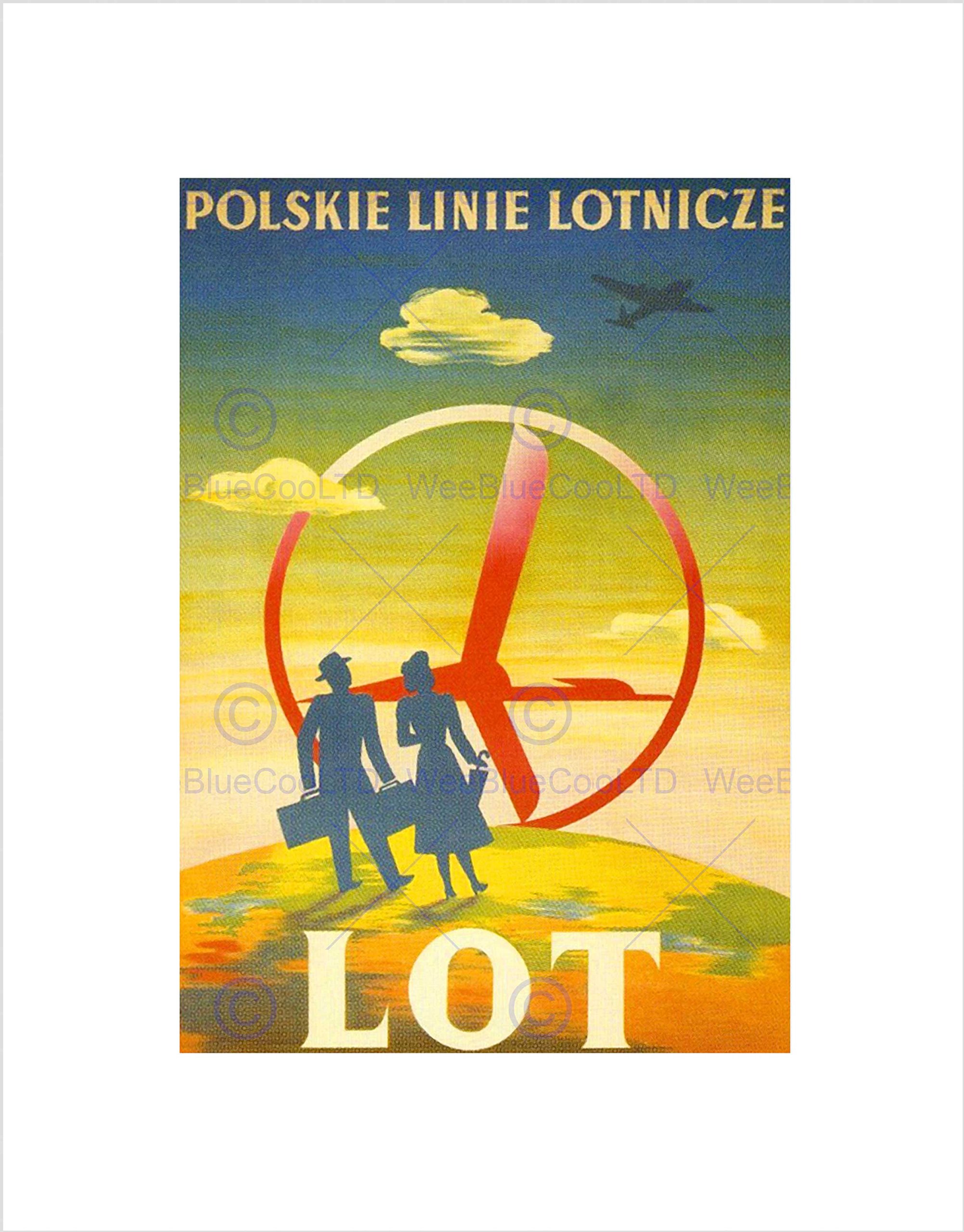 Wee Blue Coo Travel Transport Airline Plane Poland Silhouette Flight Wall Art Print