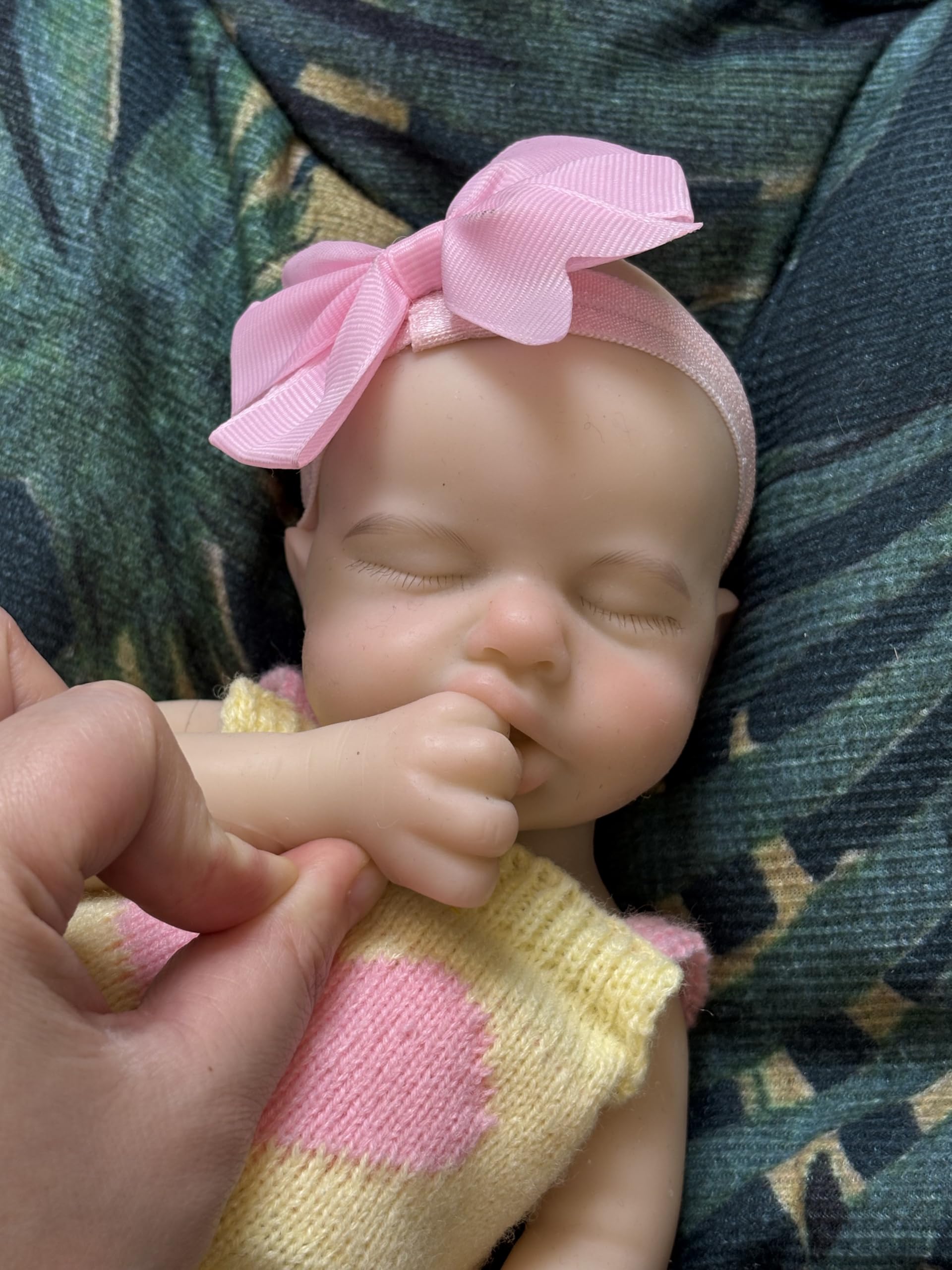 Abenduot Bambola del neonato realistica in silicone da 33 cm, bocca apribile, corpo intero, loulou, regalo per bambini