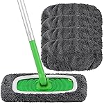 HOMEXCEL Reusable Microfiber Mop Pads Compatible with Swiffer Sweeper-4 Pack Washable Wet Pad Refills for Wet & Dry Use, Floor-Grey Cleaning Mop Head Pads Refills for Household Cleaning, Grey