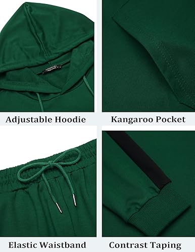 Miniatura 5 de COOFANDY Conjunto deportivo de 2 piezas para hombre, sudadera deportiva con capucha, trajes casuales para correr, trajes de entrenamiento para