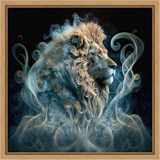 Amanti Art Framed Canvas Wall Art 16x16 Vape Lion by Jake Fouracre, Framed Wall Art Canvas, Animals Artwork, Modern Decor, Small Poster Painting for Living Room, Bedroom, Bathroom, Kitchen, Office or