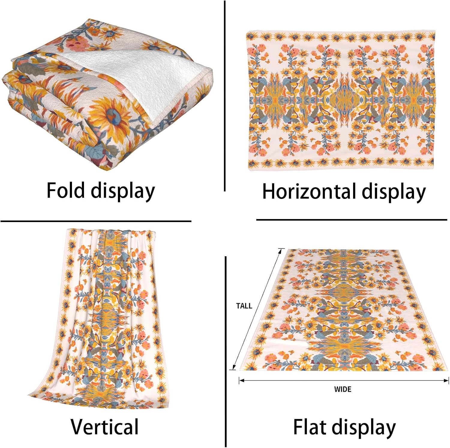 Spring Soft Throw Blanket, Soft Fluffy Farmhouse Floral Couch Blanket, 60"X80" Plant Decoration Throw Blanket for Household Travel Camping