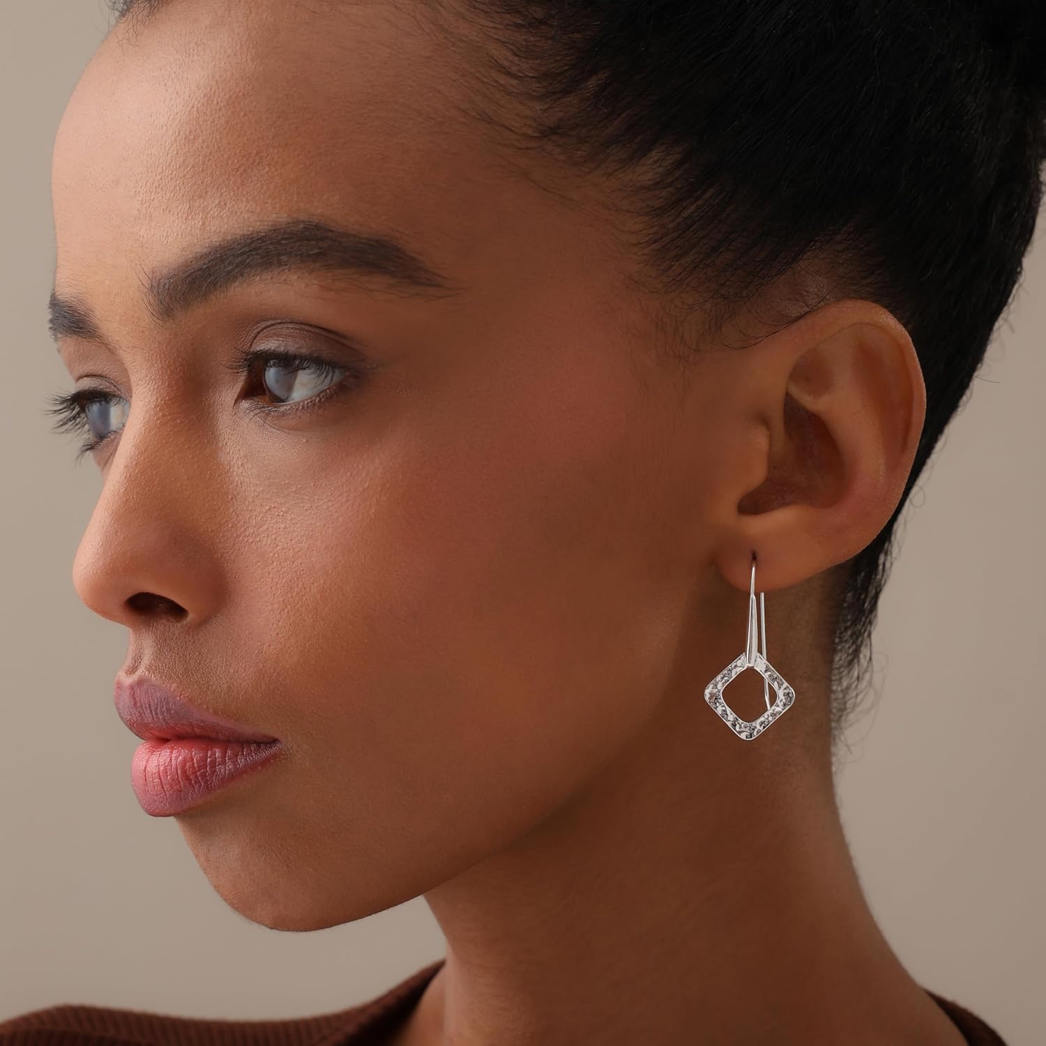 LeCalla 925 Sterling Silver Drop & Dangle Earrings for Women | Handmade Hammered Textured Drop Dangle Earring Jewelry | Women's Hammered Earrings Jewelry for Gift Mom Wife