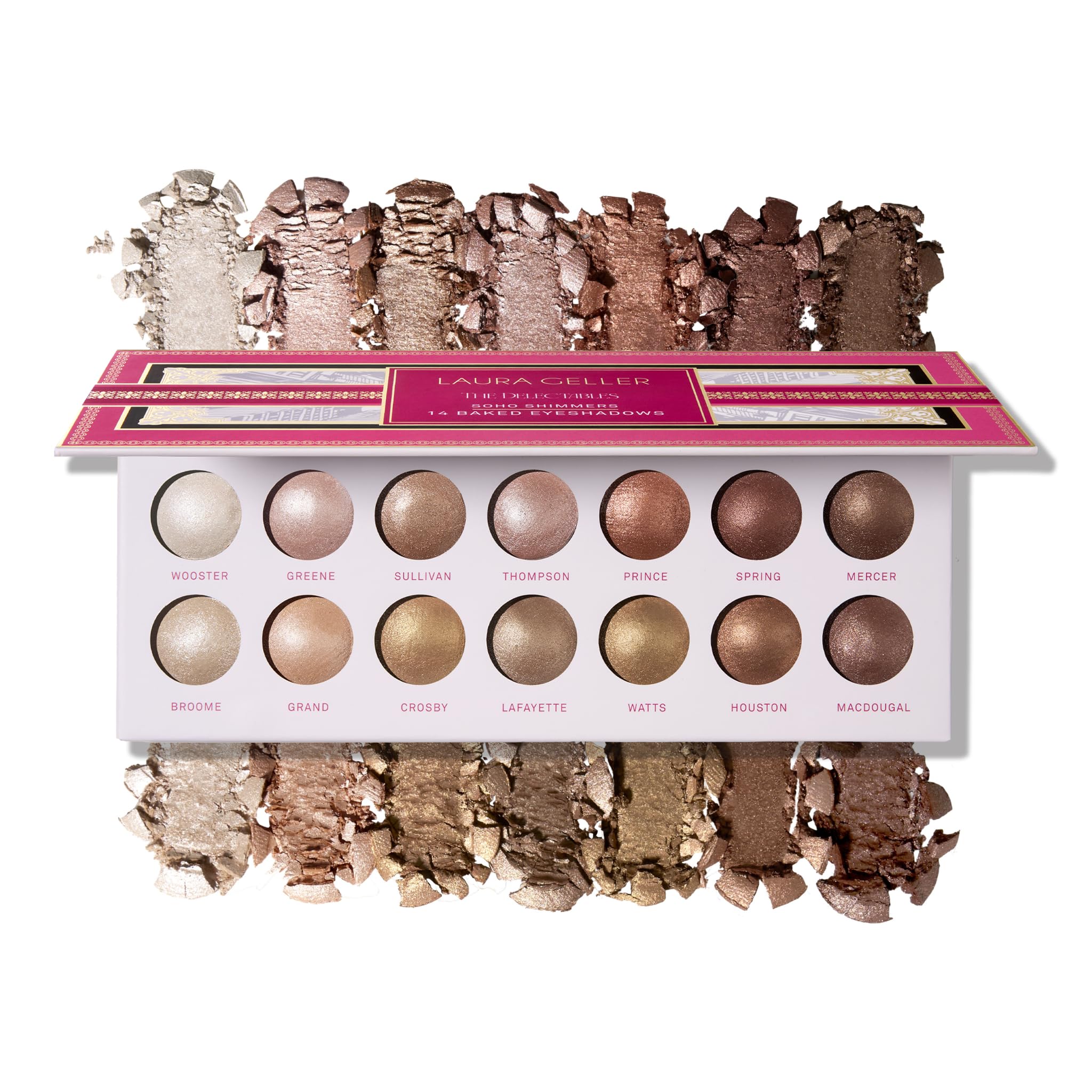 Laura Geller Beauty The Delectables 14 Multi-Finish Baked Eyeshadows - Long-Lasting Eyeshadows for Everyday (Soho Shimmers)