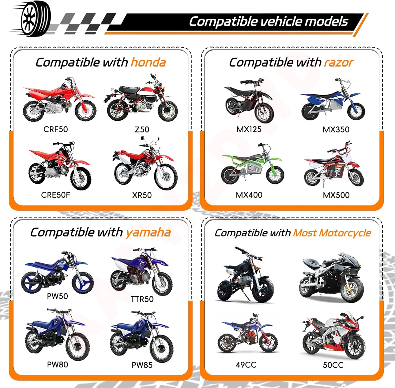 Dirt Bike Training Wheels For 50cc 49cc Motorcycle Compatible with Razor MX500 MX125 MX400 Honda CRF50 XR50 Yamaha TTR50 PW50 Dirt Bike With Training Wheels
