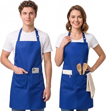 Utopia Kitchen Bib Aprons 2 Pack Adjustable With 2 Pockets 100% Polyester