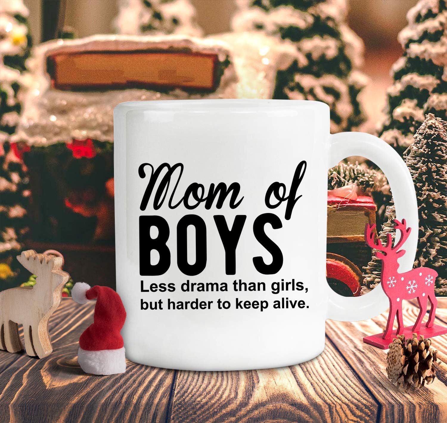 Best Cyber Deals 🔥 Mom Of Boys Less Drama Than Girls But Harder To Keep Alive Mug, 11 oz Ceramic White Coffee Mugs, Funny Mother Days Tea Mug, New Year Gifts, Gifts For Mom From Beloved Son