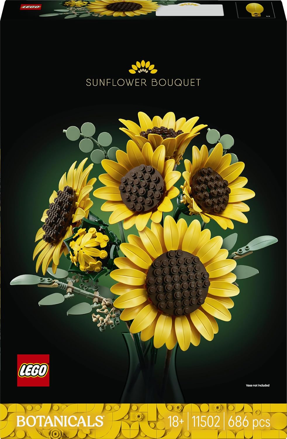LEGO Botanicals Sunflower Bouquet 11502 | Set for Adults, Artificial Flowers, Faux Sunflowers &amp; Eucalyptus Stems, Living Room or Bedroom Decor, Gift Idea, 686 Pieces : Amazon.co.uk: Toys &amp; Games