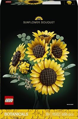 LEGO Botanicals Le Bouquet de tournesols 11502 | Set de fleurs artificielles pour adulte, tiges d’eucalyptus, décoration p...