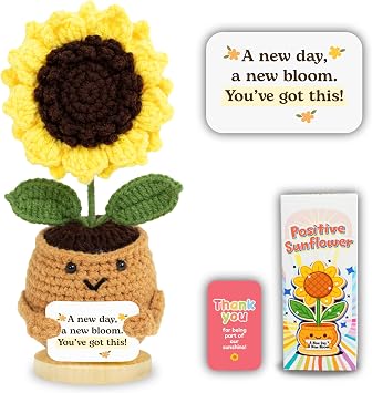 Graduation Gifts Thank You Gifts for Women Emotional Support Crochet Sunflower Handmade Encouragement Gift for Mom, Friends, Students, Coworkers Positive Crochet Flower