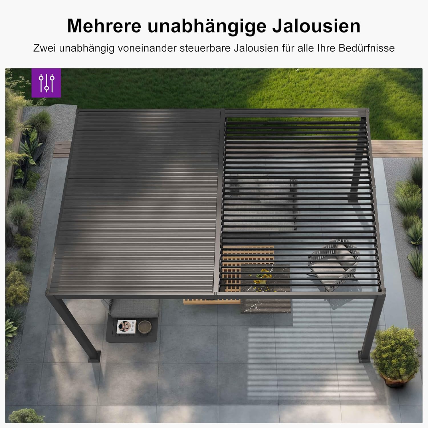 جوي view of pergola with independent louver sections