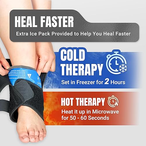 Miniatura 3 de NeoTium - Tobillera con bolsa de hielo para soporte de tobillo, esguince de tobillo, tendón de Aquiles, tendinitis, fractura, lesiones en el pie,