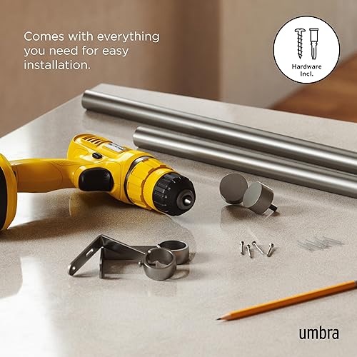 Miniatura 6 de Umbra Cappa - Barra de cortina, incluye 2 remates, soportes y herrajes a juego, de 36 a 66 pulgadas, níquel