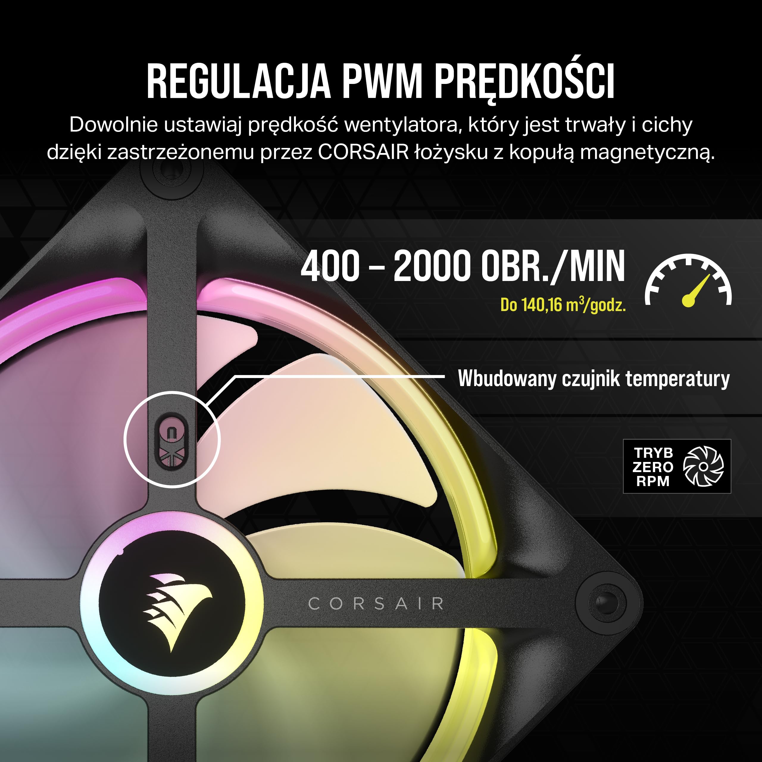 Corsair iCUE LINK QX140 RGB 120 mm Wentylatory – 2x Zestaw — Czarny | Magnetyczna kopuła, zestaw startowy z kontrolerem iCUE LINK, wydajne chłodzenie