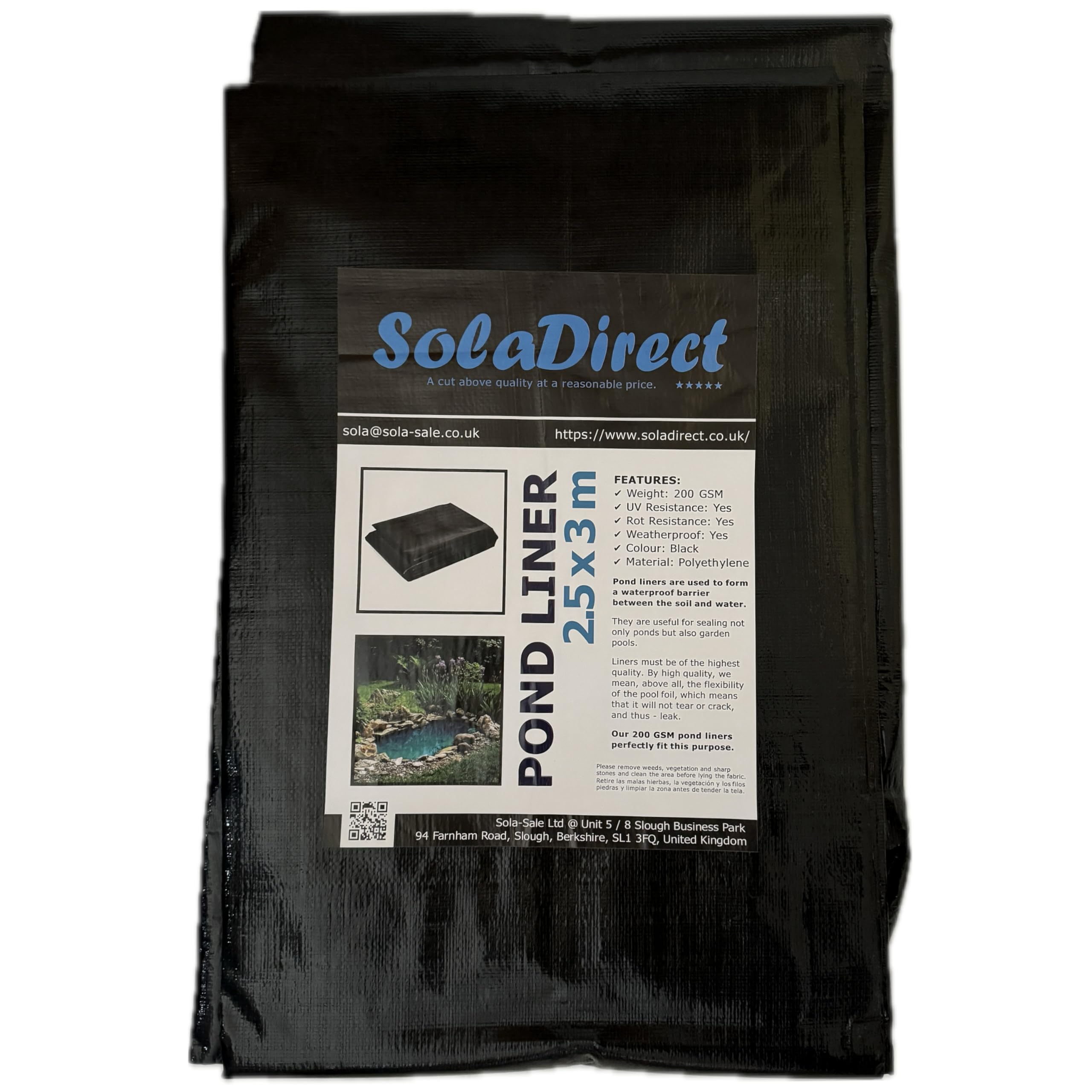 Pond Liner 2.5 x 3 m - 200 GSM Flexible Tear-Resistant UV-Resistant Garden Fish Pond Liner for Water Features, Koi, Ponds, Fountains, Landscaping - Durable Long Lasting Heavy Duty Waterproof Sheet