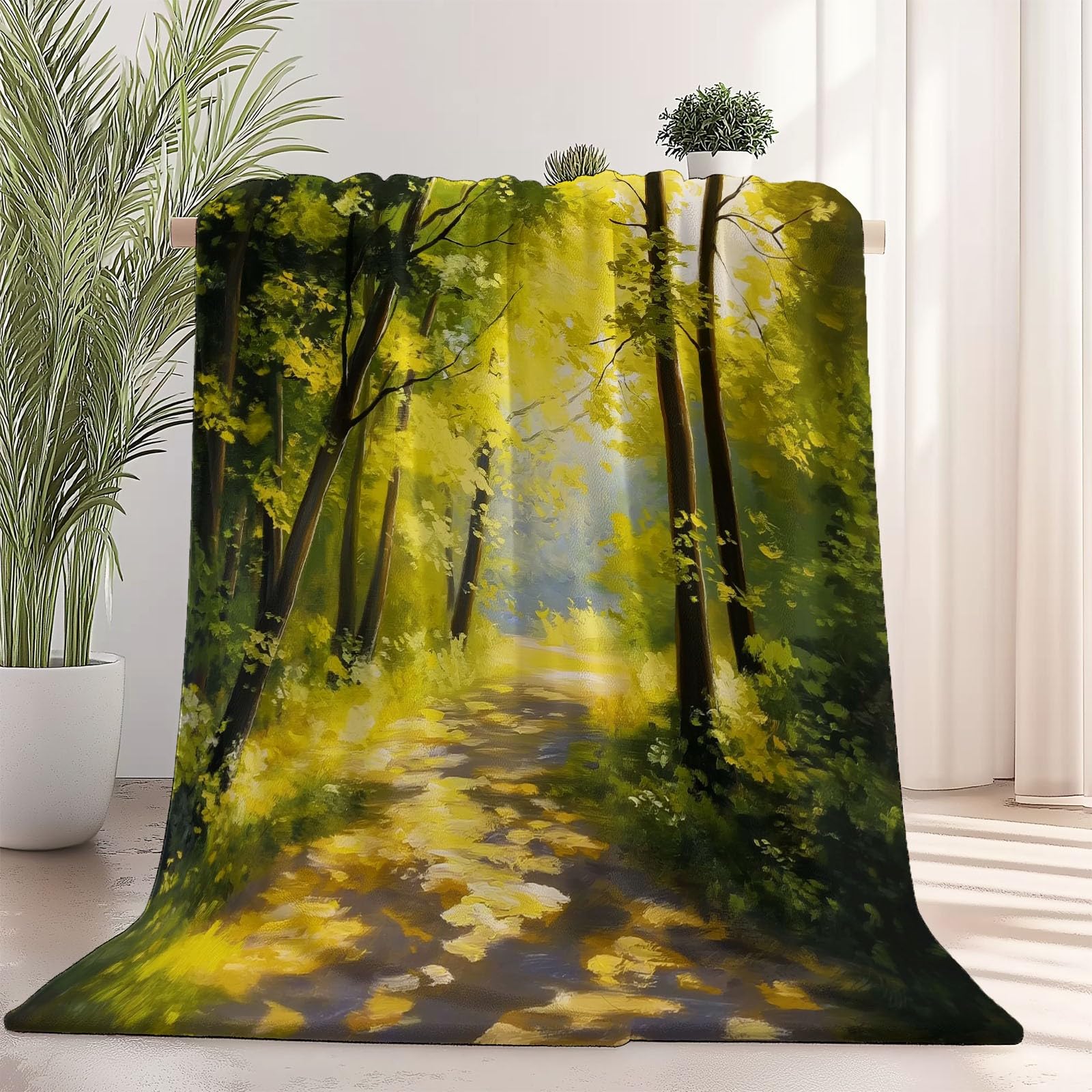 FlanellDecke 150 x 200 cm Grün Ganzjahres-Bedruckte Decke weich bequem