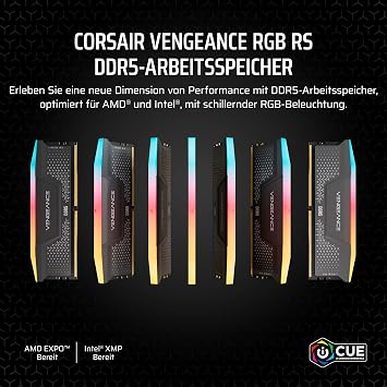 CORSAIR Vengeance RGB RS DDR5 32GB (2 x 16GB) Bis zu 6000MHz AMD Intel RAM