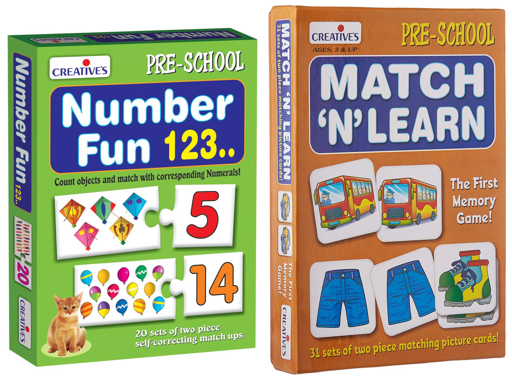 Creative Educational Aids P. Ltd. Number Fun&Match N Learn Combo,Multicolor