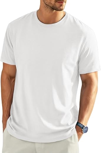 EKLENTSON Mens Cotton Crewneck T-Shirts Short Sleeve Plain Tee Moisture Wicking Casual Tshirts Solid Color