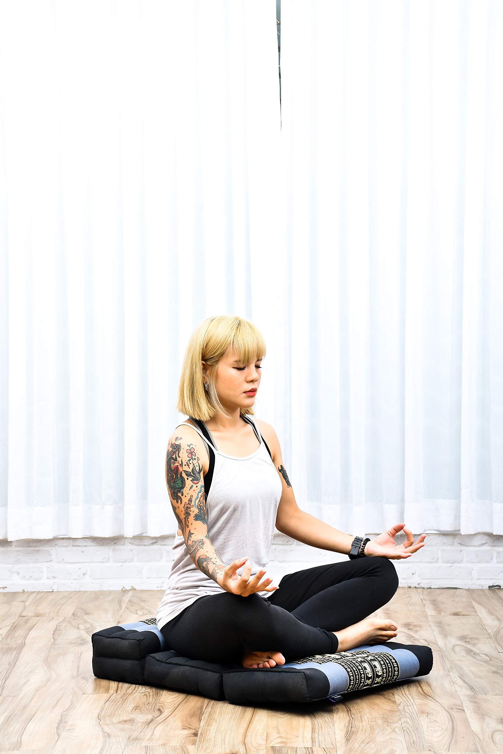Leewadee Cojín de Meditación Plegable - Kapoc Cojín Suelo para Meditación & Relajación