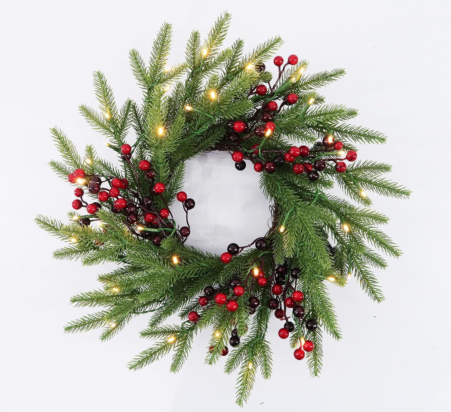 Amazon.com: Pre-Lit Christmas Wreath 20 Inches Small Battery Operated ...