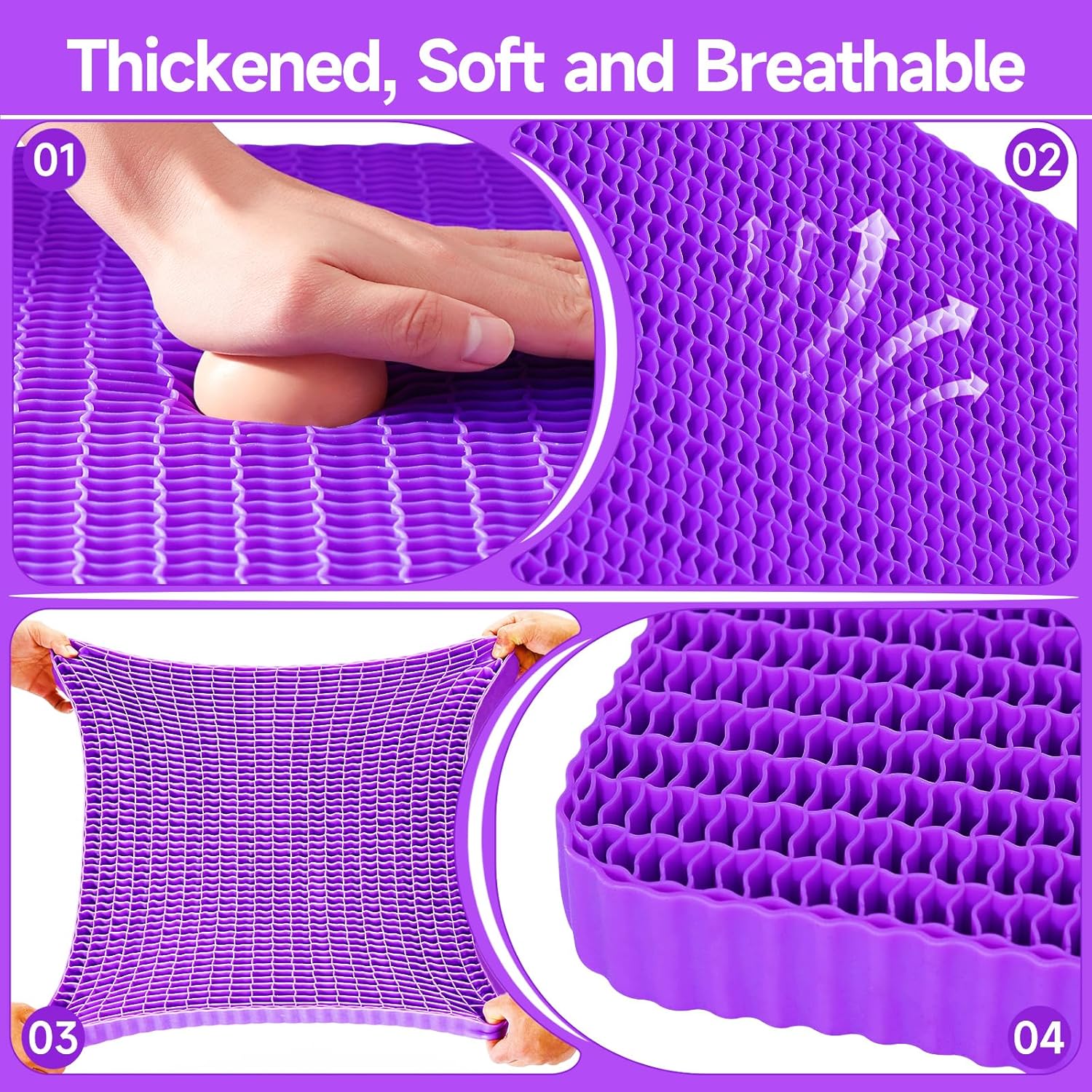 Innovative Gel Seat Cushion for Long Sitting, Large and Thick, Seat Cushion for Back, Sciatica, Tailbone, Hip Pain Relief, Used for Office Chair, Wheelchair, Car, Recliner, Truck.