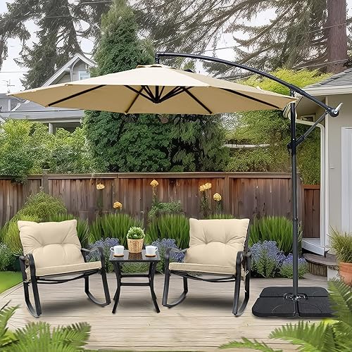 Miniatura 8 de Kozyard Paraguas de patio colgante voladizo de 10 pies de estilo de mercado grande para mesa de balcón al aire libre o terraza de jardín grande