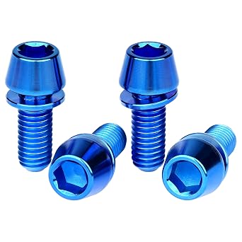 Titanium M6x16 18 20 25mm Hex Tapered Head for Bicycle Crank Brake Fixed Upgrade Screw Pack of 4 Blue, M6x16mm