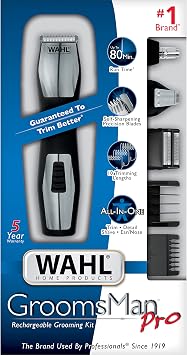 Wahl 9855-300 Groomsman Pro All-in-one Rechargeable Grooming Kit, Black/Silver