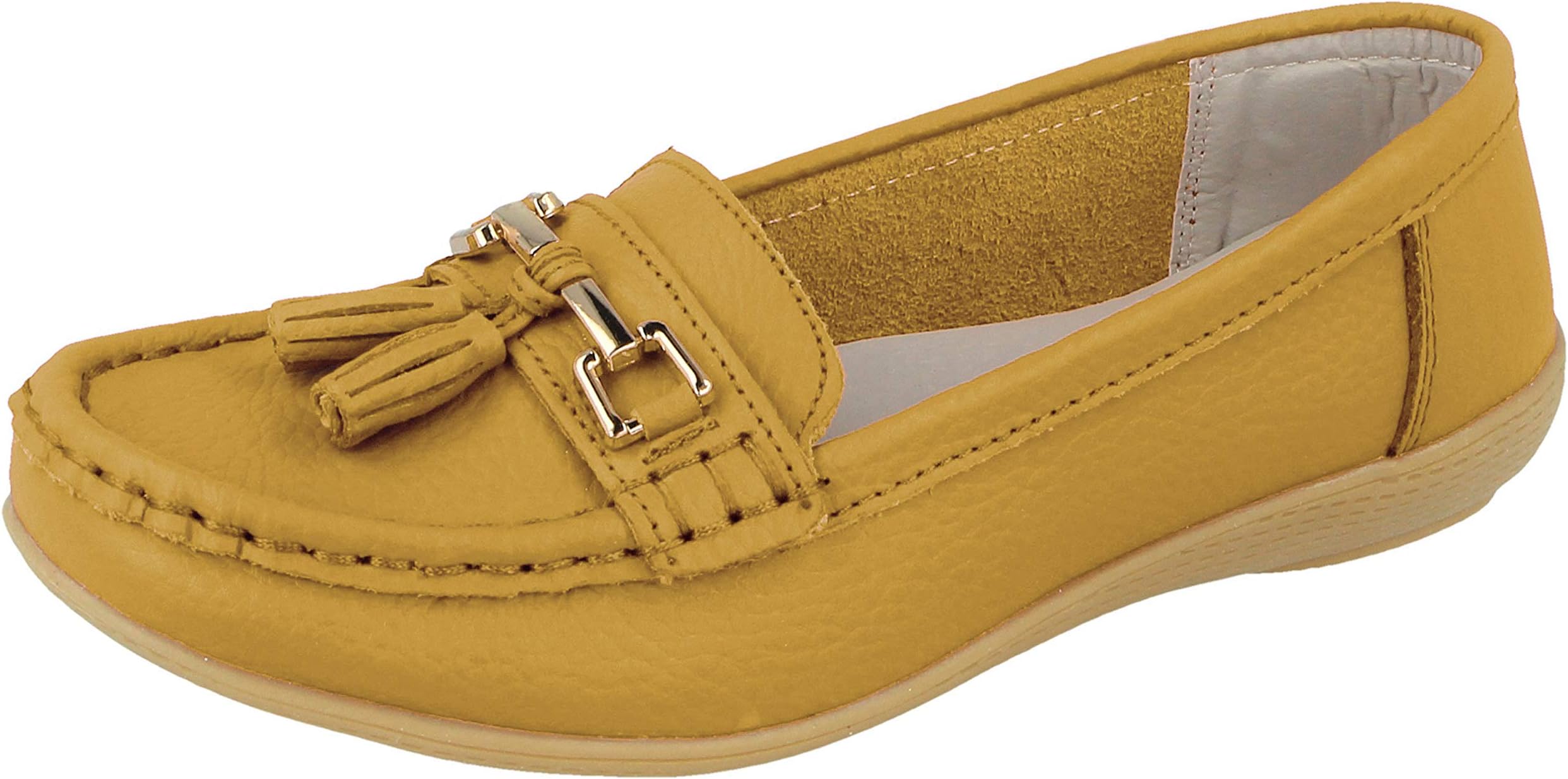 Ladies Real Leather Tassel Slip On Moccasin Flat Nautical Boat Shoes Loafers Size 3-8