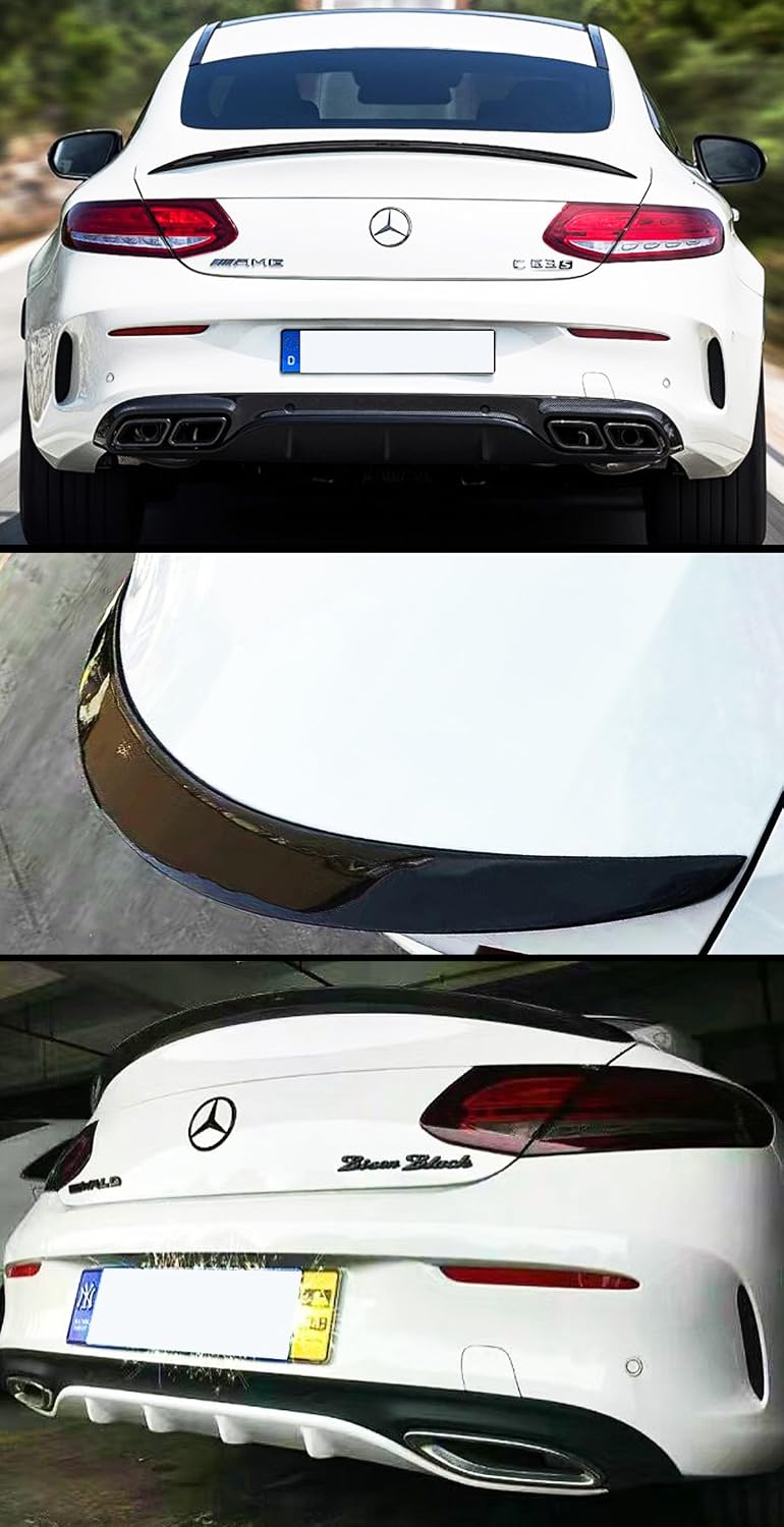 Carbon Fiber Trunk Spoiler Wing Compatible for 2017 2018 2019 Mercedes Benz W205 C300 C63 C43 2 Door Coupe