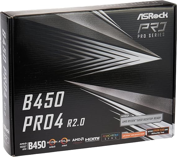 ASRock B450 Pro 4 R2.0, AMD B450-Mainboard - Sockel AM4, 90-MXBEE0-A0UAYZ