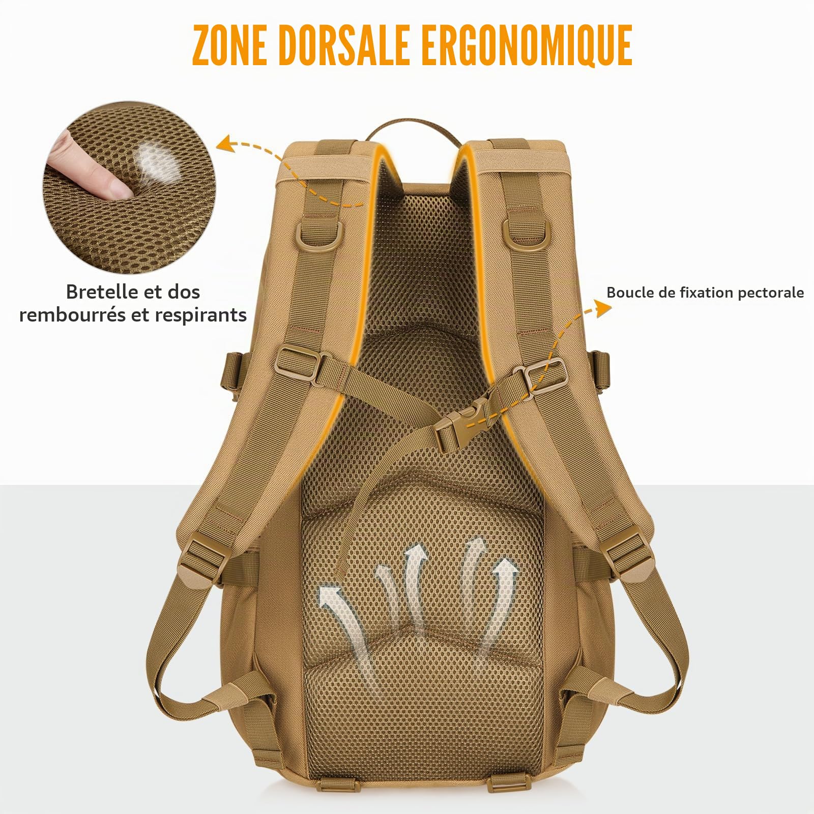 HUNTVP 25L Sac à Dos Tactique Sacs à Dos Voyage Militaire Homme Femme Molle Assaut Pack Cartable pour Camping Alpinisme Chasse Sports de Plein Air