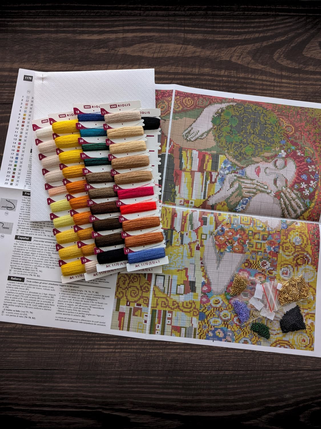 RIOLIS - The Kiss After G. Klimt 1170, Valentine Cross Stitch Kit 11,81"x13,78", Cross Stitch Kits for Beginners & Advanced, Crossstitching Kits Adult, Counted Stitching Kits, Valentine Embroidery Kit