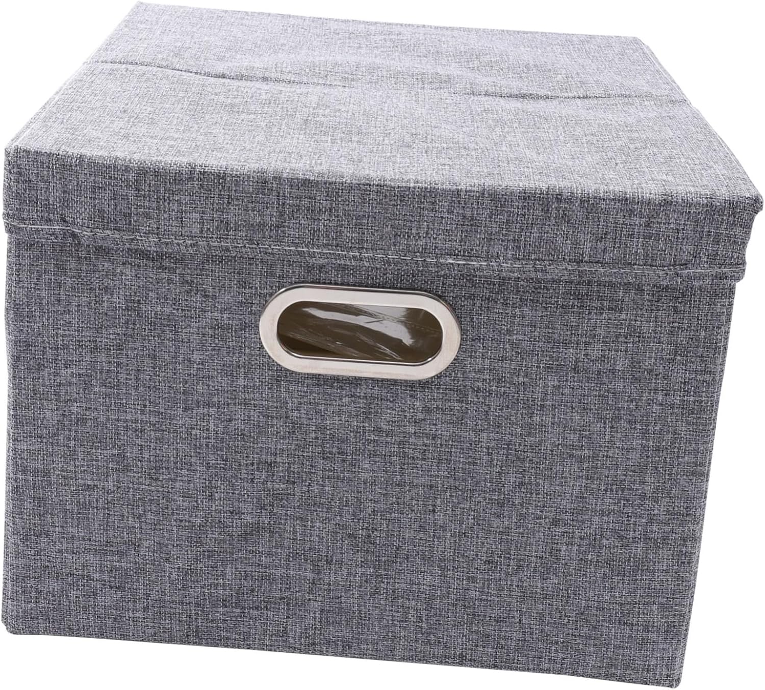 Elegant Metal Closure Fabric Storage Box Home Organizer Tidy Space-saving