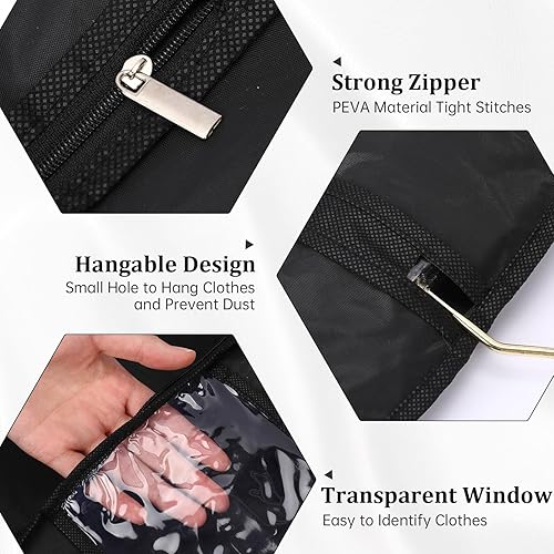 Miniatura 3 de Paquete de 2 bolsas de ropa para colgar ropa, bolsas de viaje, para colgar ropa, bolsas de trajes, bolsas de vestir, fundas de abrigo, bolsa