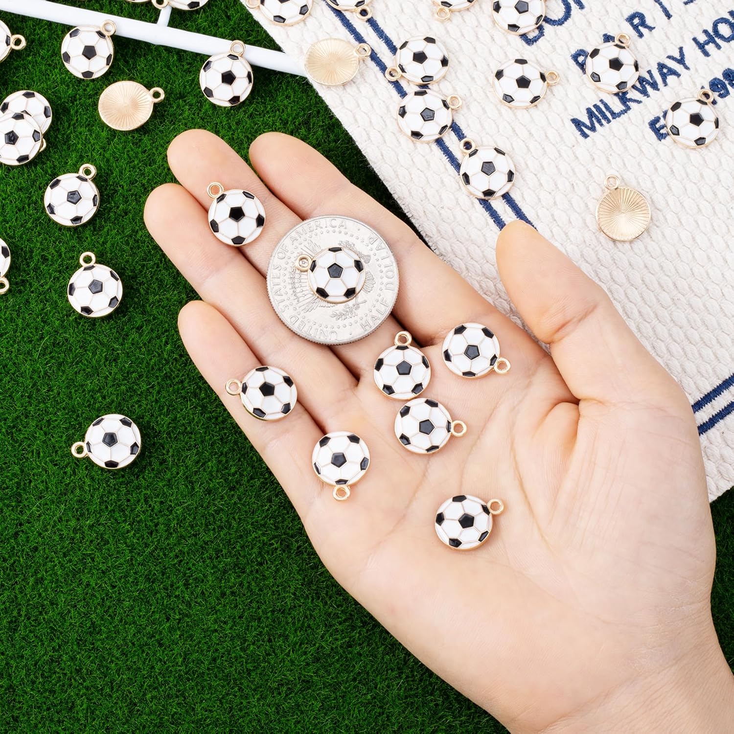 30pcs Enamel Soccer Charm for Jewelry Making, Alloy Football Sports Charm, Cute Mini Soccer Ball Pendants for Earrings, Necklace, Bracelets, DIY Crafts - Image 4