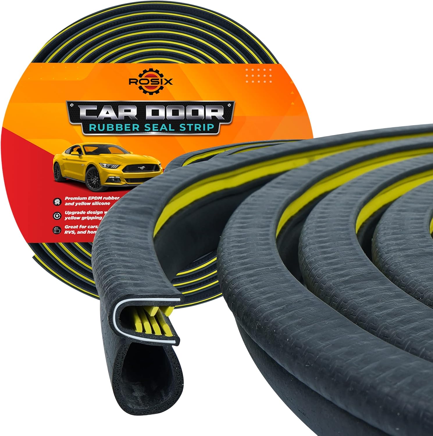 32FT Advanced Car Door Rubber Seal Strip with Side Bulb & Premium Silicone Grippings for Cars